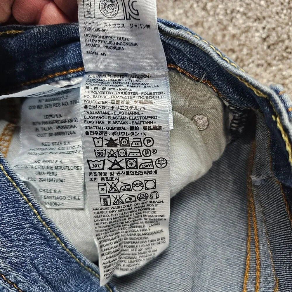 Levis 510 Jeans Mens 31x31 Slim Tapered Skinny Distressed Stretch Work Skate